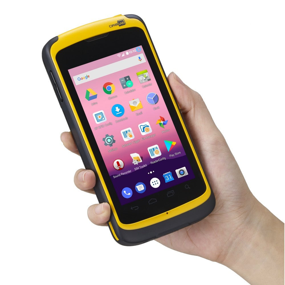 CipherLab RS51 rugged Android touch mobile computer, Wi-Fi + 4G LTE, 2D imager, EU power supply (AS51E2BE4Q401) – in hand