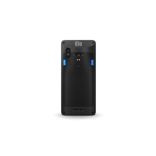 Elo M60 Pay Android mobile POS computer with integrated payment, 4G LTE, SE4710 2D barcode scanner (E897852) – back view with barcode scanner
