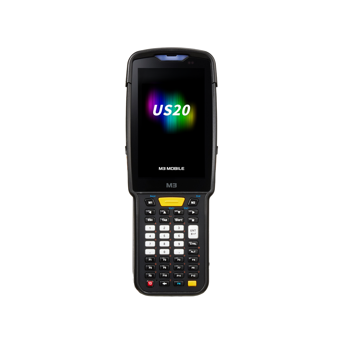 M3 Mobile US20X (4G LTE) rugged Android keypad mobile computer, 42-key function numeric keypad, SE4770 45-degree angled 2D imager (S20X4C-Q9CWSE-HF) – front view