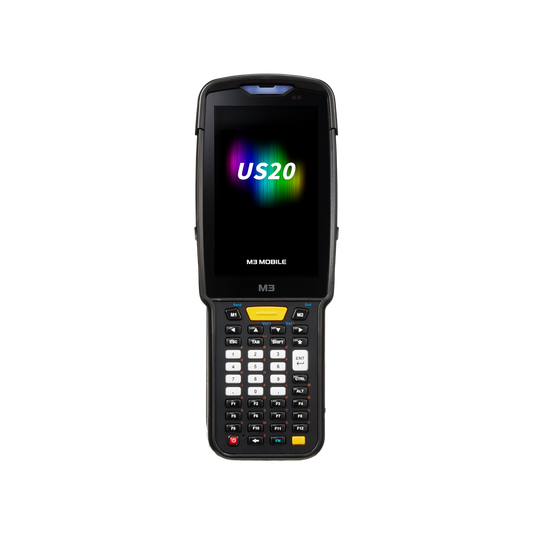 M3 Mobile US20X (4G LTE) rugged Android keypad mobile computer, 42-key function numeric keypad, SE4770 45-degree angled 2D imager (S20X4C-Q9CWSE-HF) – front view