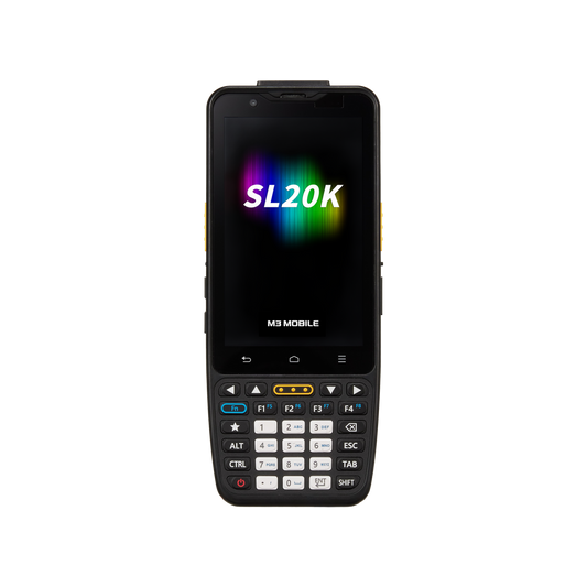 M3 Mobile SL20K rugged Android keypad mobile computer, 4" display, 30-key function-numeric keypad, SE4710 2D imager, 4G (L2KX4C-T2CWAS-HF-01) – front view