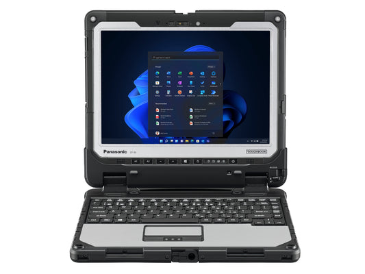 Panasonic TOUGHBOOK 33 mk2 fully rugged 12-inch 2-in-1 tablet with detachable German (QWERTZ) keyboard (CF-33GZ057B4) – front view in laptop mode