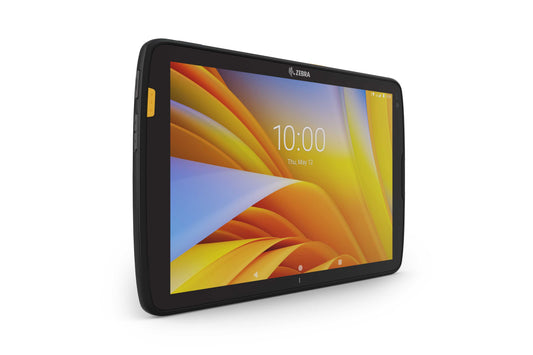 Zebra ET45 rugged tablet, Android (GMS), 2D imager, 5G (ET45CB-101D1B0-A6) – angled front view